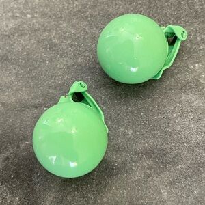 Vintage 60s Lime Green Clip-On Enamel Earrings